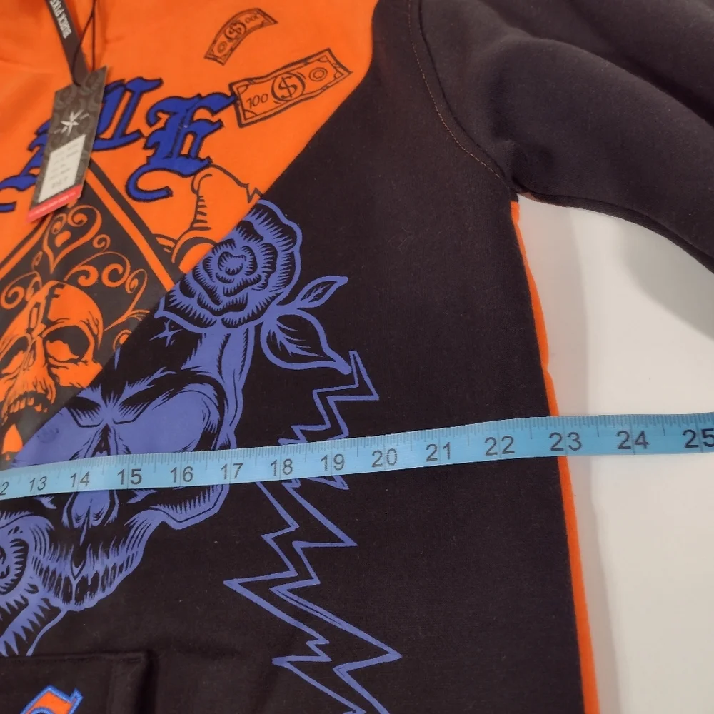 Black Pike Men's Orange and Black Graphic Hoodie Size ((2XL)